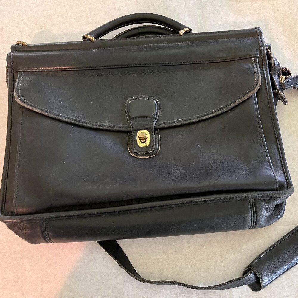 Vintage Coach Black Leather Briefcase